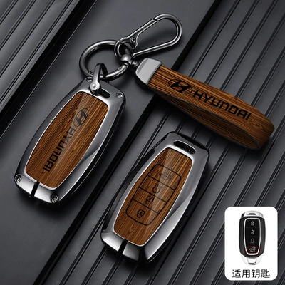 Car key bag: Tucson L Special Metal Car - standard-type-a-4-button-wood-grain-brown-leather-buckle