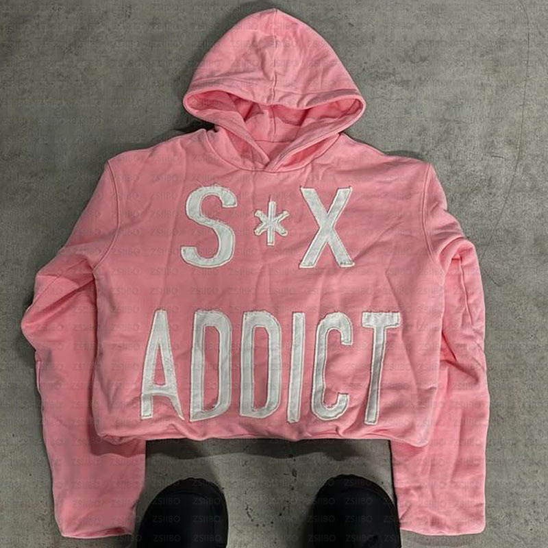 Sweat à capuche patchwork rétro Y2K – Pull streetwear hip-hop avec lettrage audacieux (S-XXL, 50 % polyester, coupe unisexe oversize)_voghion.com