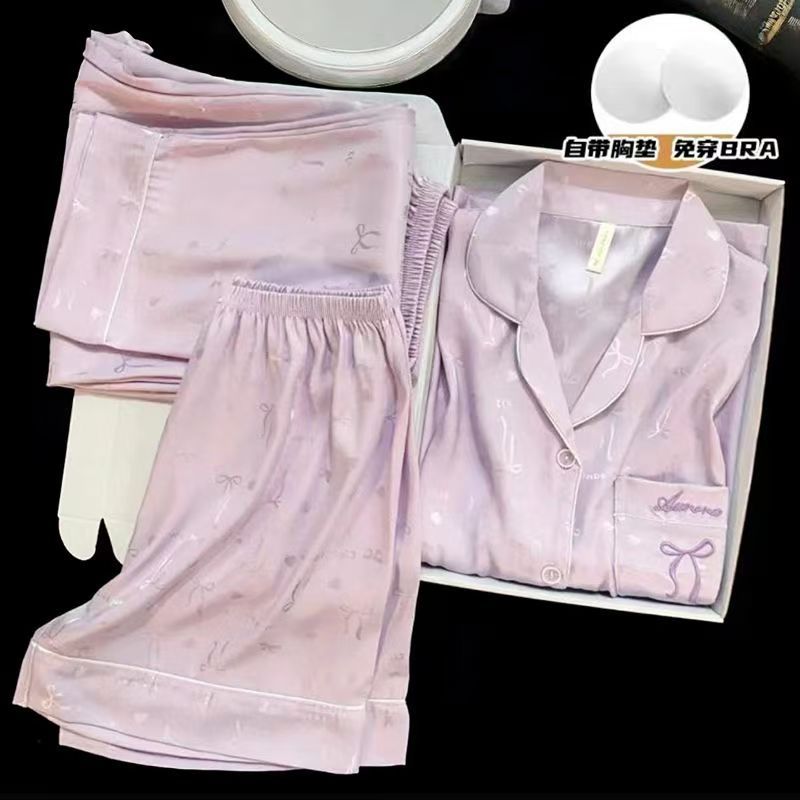 [가슴패드 포함 3종세트] 보라색 리본