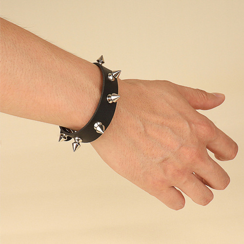 European and American punk style trend rivets personality fashion couple leather leather bracelet bracelet rock gothic bracelet