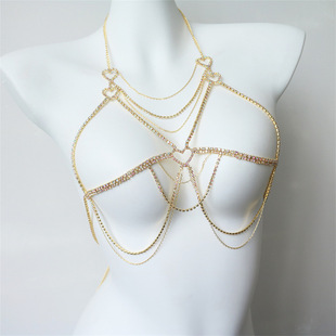 European and American Cross-border Multi-layer Tassel AB Bra Body Chain Nightclub Music Party Music Elegant Women's Wear Matching