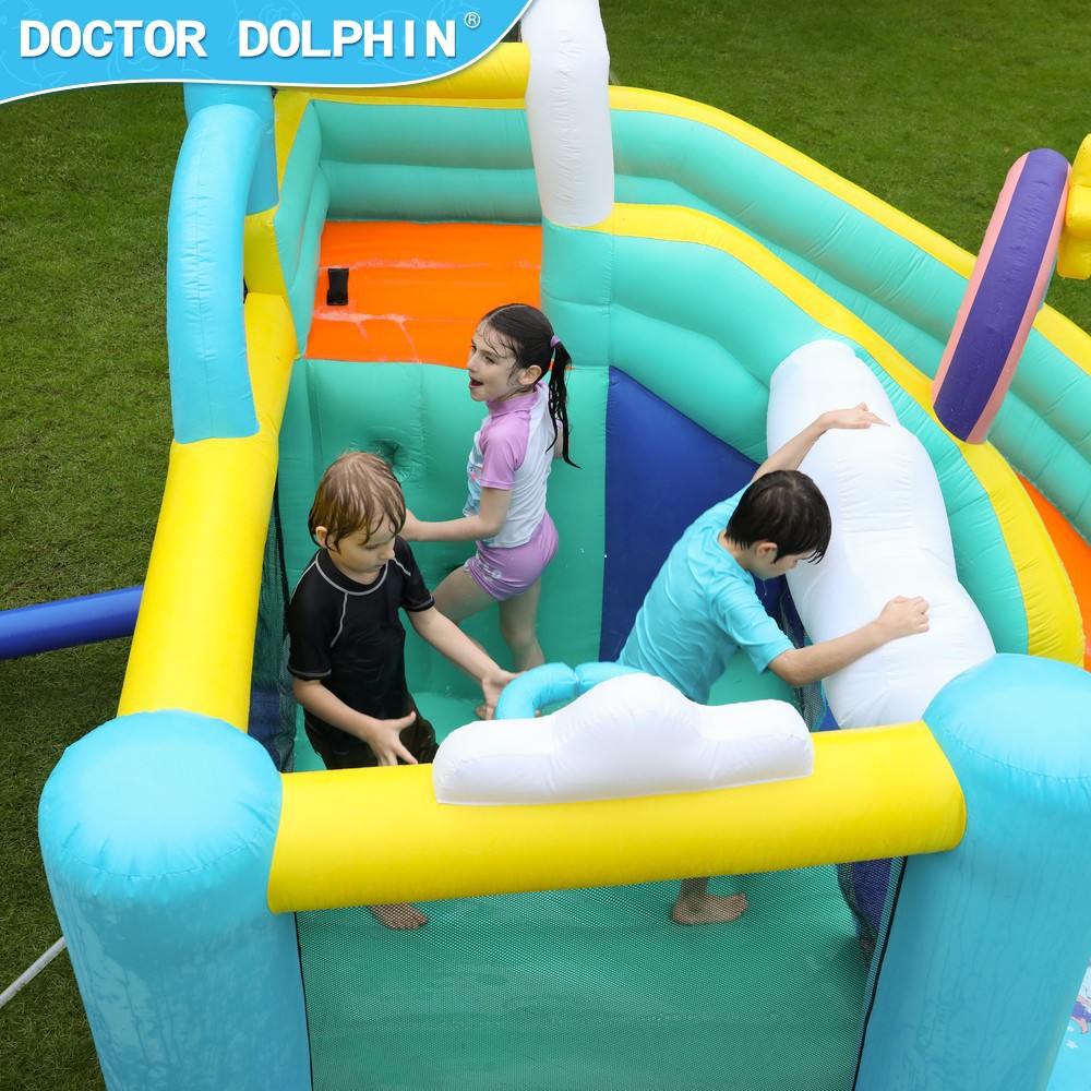 Dr. Pig inflatable castillo infantil pequeño parque infantil doméstico trampolín interior y exterior deslizante inflatable castillo deslizante