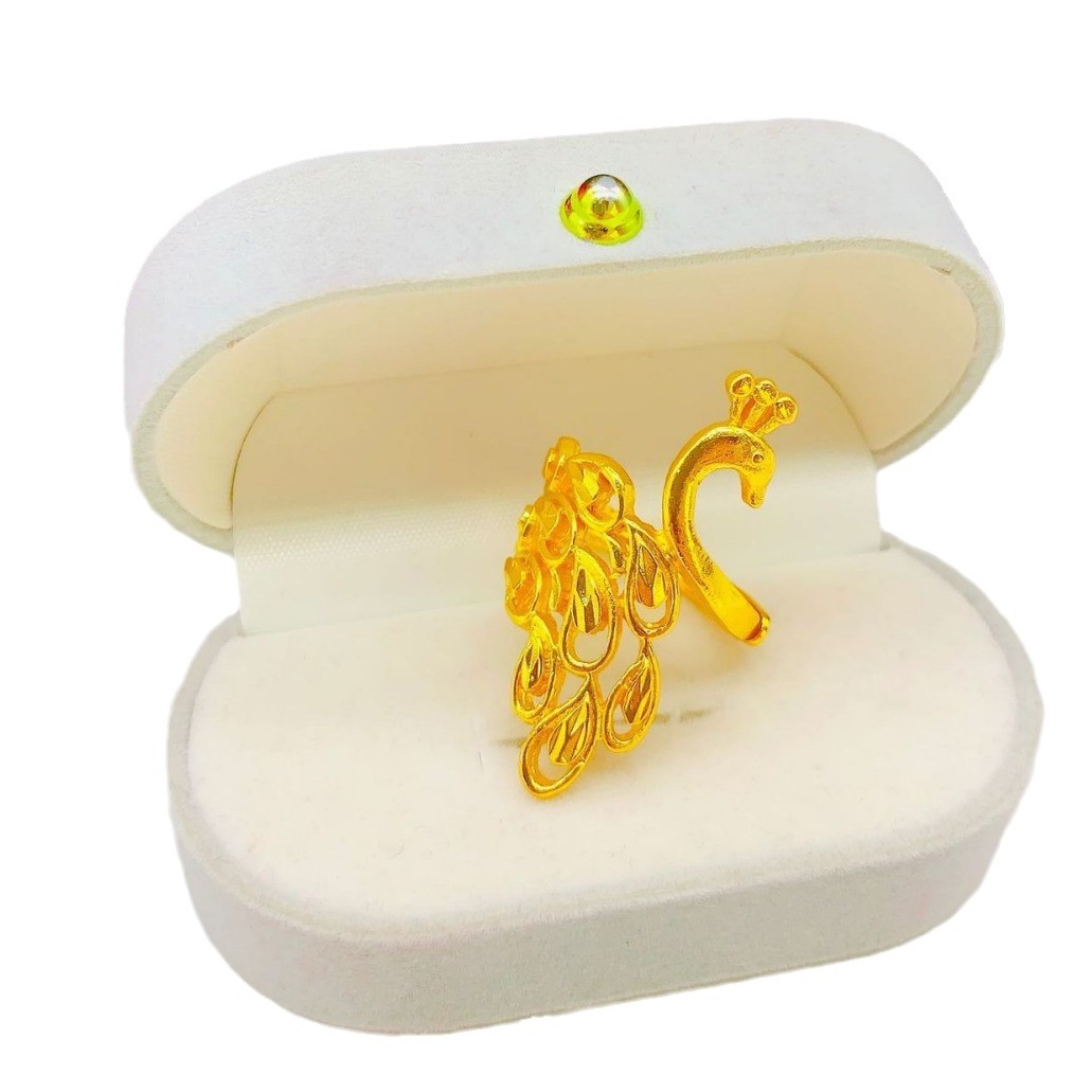 Brass Gold-Plated Retro Open Peacock Phoenix Ring Women's Versatile Ring Bridal Wedding Jewelry Manufacturer Wholesale