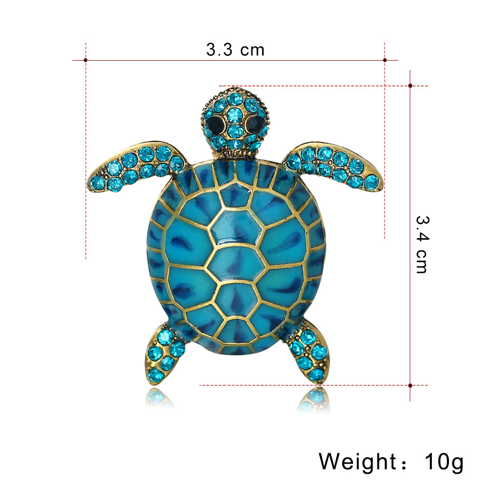 Moda creativa tortuga animal broche personalidad exagerada diamante gota aceite insignia vintage pin Ropa Accesorios al por mayor