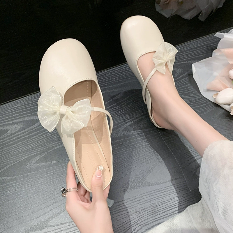 2022 летние новые женские милые круглые передние Сумки на спине с пустым бантом аксессуары с квадратным каблуком и низким каблуком модные сандалии