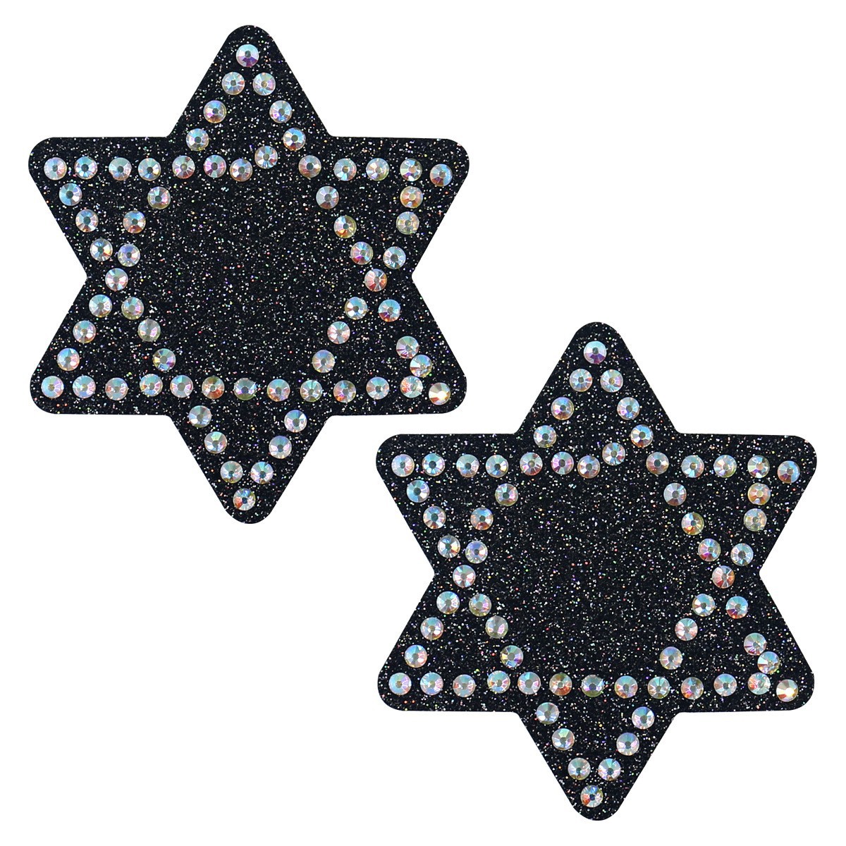 다이아몬드가 박힌 여섯개 별 젖꼭지 패치