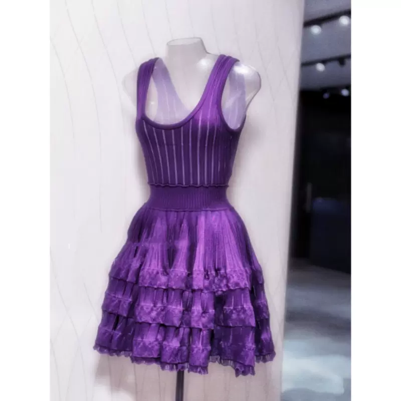 网红同款[满级芭蕾]氛围感连衣裙法式纯欲U领镂空收腰千金风蓬裙