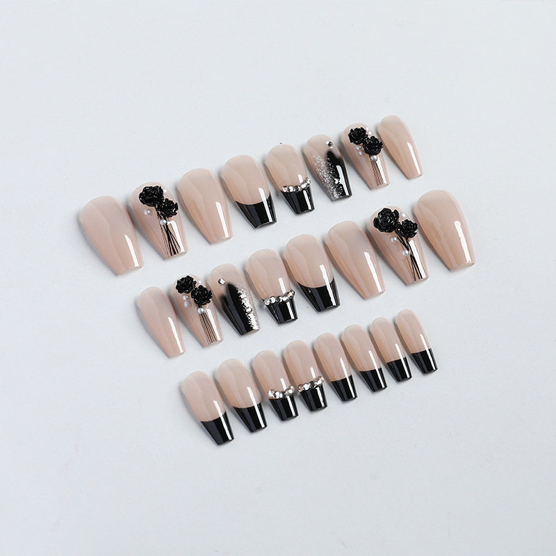 M260黑色山茶花【光療長款】 (1)