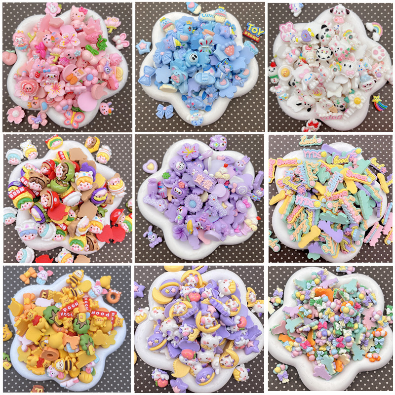 DIY cream glue accessories color mixed cartoon resin accessories handmade DIY mobile phone case hairpin hair rope material bag