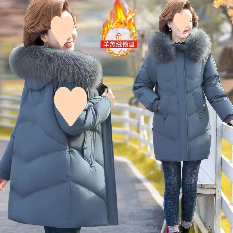 Mom's winter jacket 2025 new style down cotton jacket for middle-aged and elderly people for women's mid-length cotton jacket plus velvet thickened cotton jacket