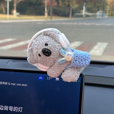 Car Center Console Screen | Car ornaments - headphone-blue-crossbody-bag-rabbit-koala-clip-doll