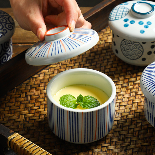 Cross-border Japanese ceramic stew pot, hotel restaurant, steamed egg, bird's nest, water-proof stew pot, steam bowl with lid, commercial soup cup