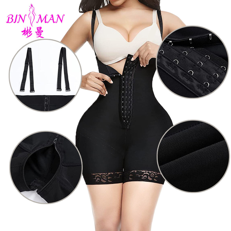 Cross-border Direct Donation High Waist Body Pants Crotch Zipper Belly Tight Hip Pants Tight Waist Body-shaping Jumpsuit Enhanced Edition