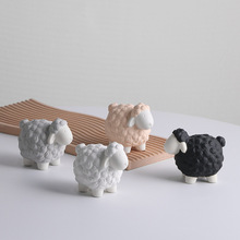 淼千北欧ins创意陶瓷小绵羊摆件家居客厅玄关桌面装饰品可爱摆设