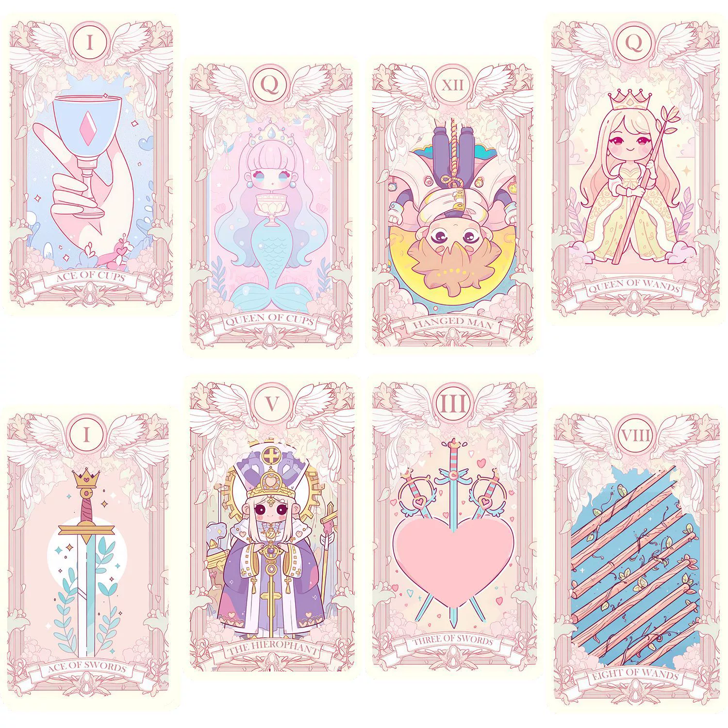 Таро (Pastel Arcana) английская версия — мягкие розовые иллюстрированные карты в подарочной коробке