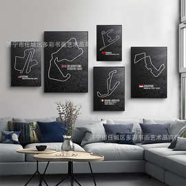 现代简约北欧复古赛道赛车机工业风汽车店客厅装饰挂画图片画芯