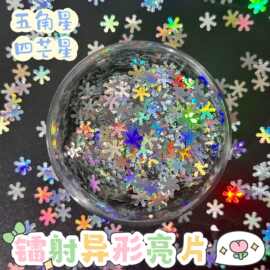 镭射异形亮片四芒星五角流麻美甲亮片闪粉滴胶史莱姆金葱粉甲油胶