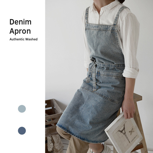 Kitchen apron canvas thickened denim stain-proof