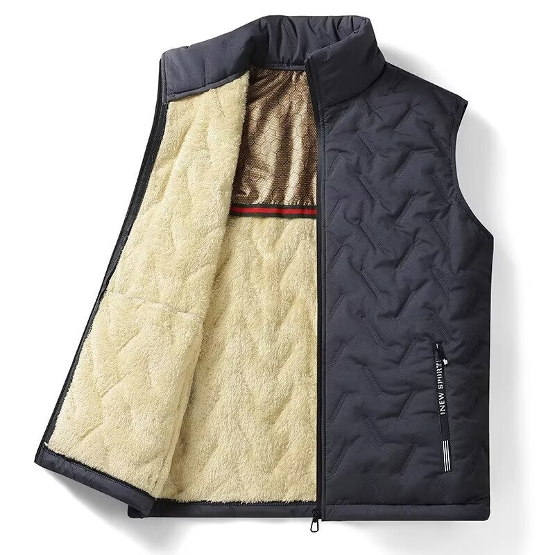 plus size Quilted Vest Men's fleece-lined Thickened Warm Autumn and Winter Outer Wear Vest Jacket Coat Fat Man