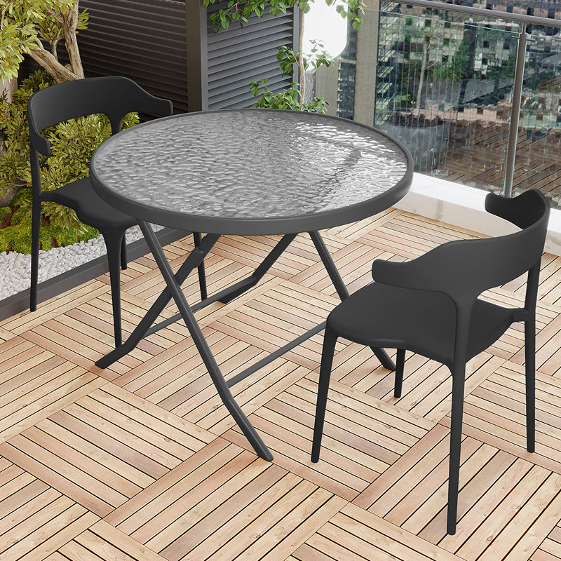 80cm 물잔물결 접이식 테이블 + 의자 2개