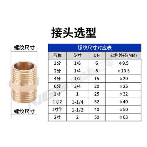 TPU pneumatic brass double external screw thread connector thread directly 4 points to 3 points 2 points 6 points thread 1 inch 25DN15