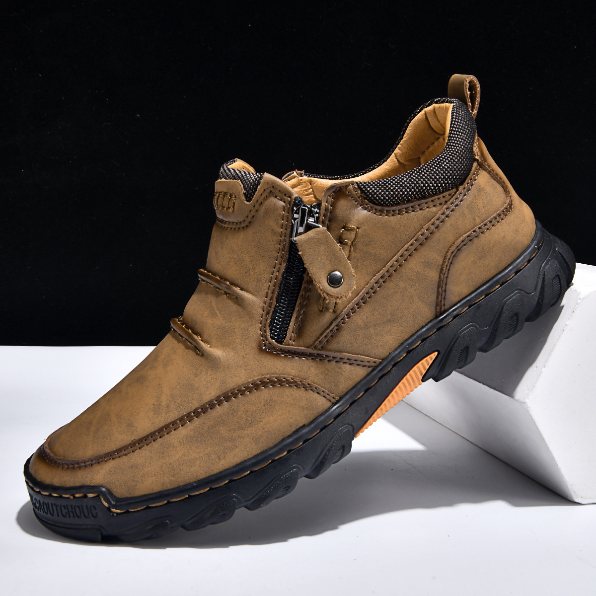 New Men's Slip-On Casual Leather Shoes Size 48, British Style Breathable Loafers for Men