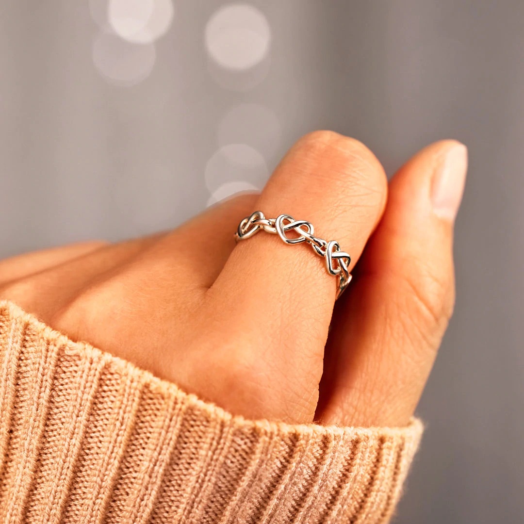 925 Sterling Silver Material 925 Sterling Silver Heart Shape Open Rings