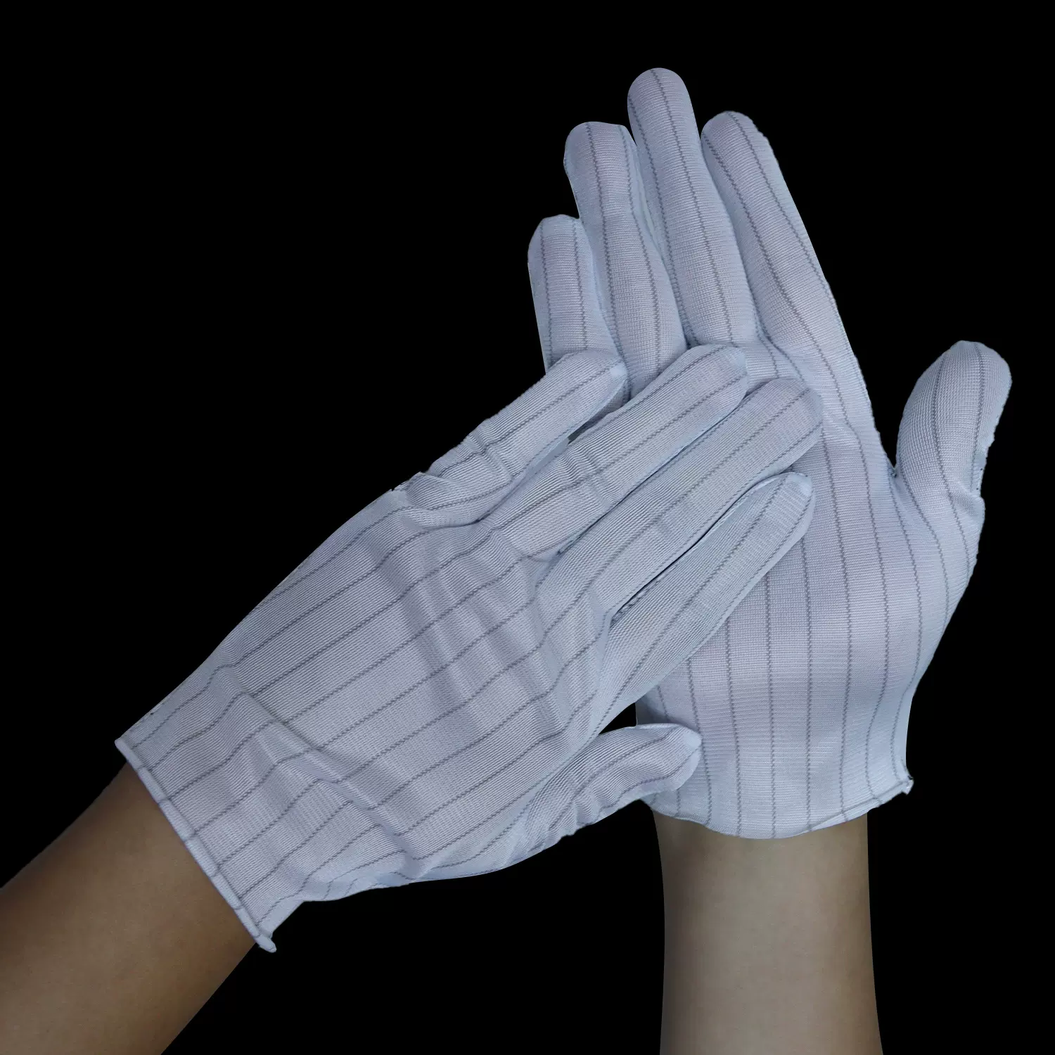 厂家批发防静电手套电子厂车间静电防护防滑双面条纹手套无尘透气