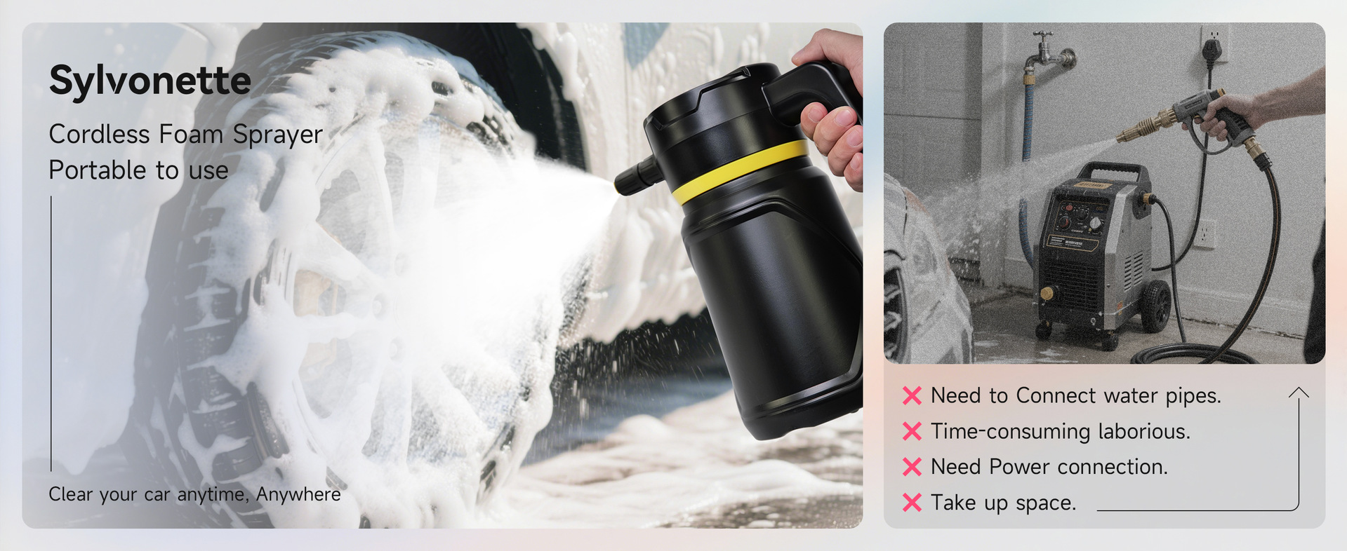 Cross-border electric foam spray bottle 2L large capacity dual-use for home and car, car cleaning tool, car washing gadget, rechargeable spray bottle