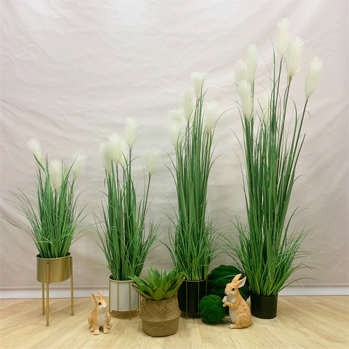Internet celebrity big reed grass simulation flower floor-standing home living room decoration fake flowers TV cabinet green plant ornaments fake flower potted plants
