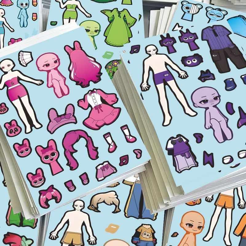 特大24枚の新しいリズムボックススプリンキドレスアップステッカー子供用教育用ノーカット粘着ステッカー|undefined