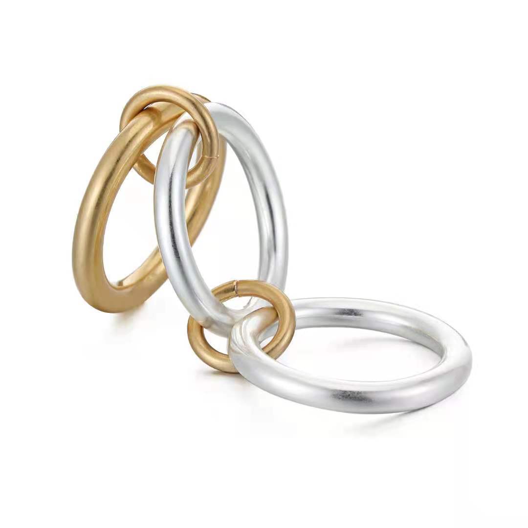 MONA同款三环戒指女轻奢小众设计精致时尚简约个性双色食指戒