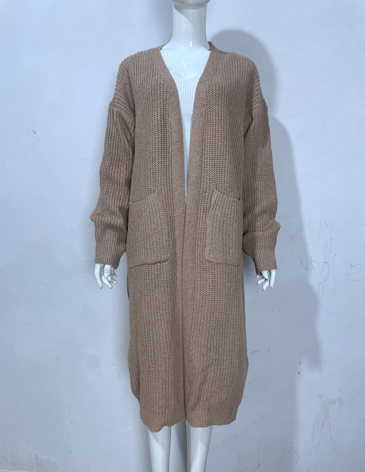 Cardigan maglione sciolto da donna con maniche a lanterna_voghion.com