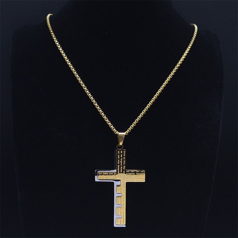 Hip-Hop Cross Stainless Steel Titanium Steel Plating Unisex Pendant Necklace display picture 5