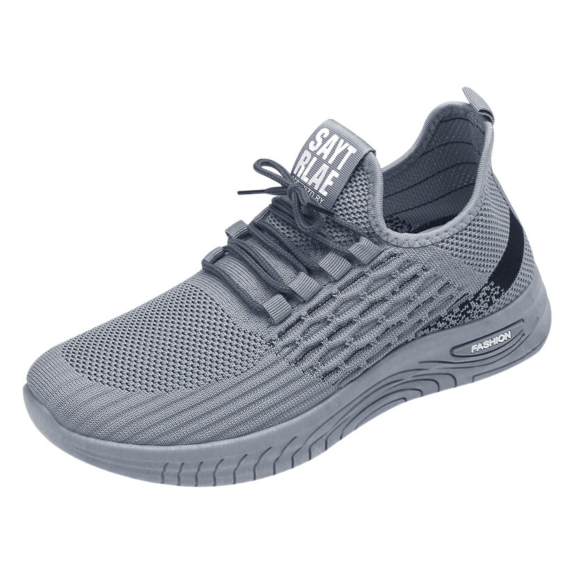 Nuevos zapatos de hombre transfronterizos primavera y otoño transpirables delgados deportes ociosos para correr tejido anti-deslizante hueco zapatos de moda comercio exterior