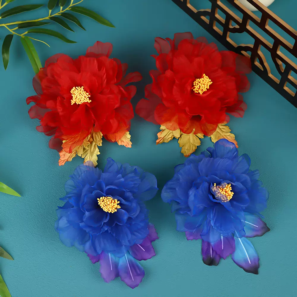 2024新款原创设计手工制作古风高级纯色牡丹烫花发夹妆造汉服头饰