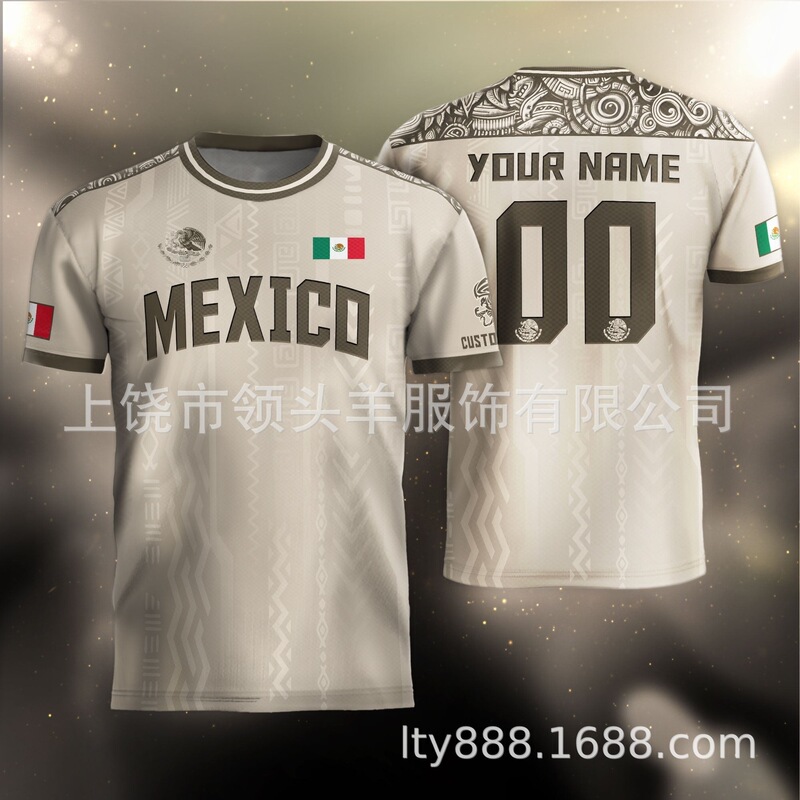 Cross-Border Foreign Trade Mexican Aztec Totem Print Quick-Drying Short-Sleeved Men's T-Shirt Large Size Sports Top