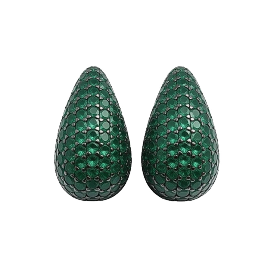 Medieval vintage aguja de plata gota de agua de piedra pernos cuadrados temperamento simple pendientes ligeros de lujo alta sensación de auriculares