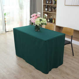 定做广告会议桌套涤纶长方形长条活动桌罩商务展会台裙桌裙台布