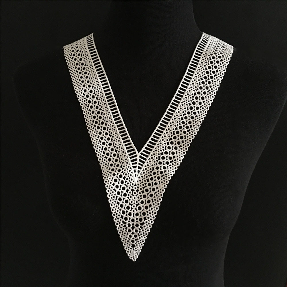 黑白色I刺绣V领镂空缝纫花边DIY装饰婚纱连衣裙服装辅料服饰配件