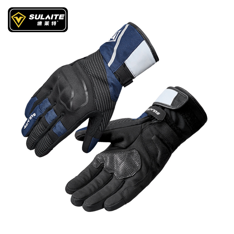 Sulaite Motorcycle Riding Gloves, Anti-Fall, Windproof, Winter Motorcycle Gloves, Fleece-Lined, Warm Rider Gloves