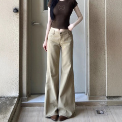 美式复古微喇牛仔裤女垂感宽松高腰显瘦不贴腿直筒马蹄长裤