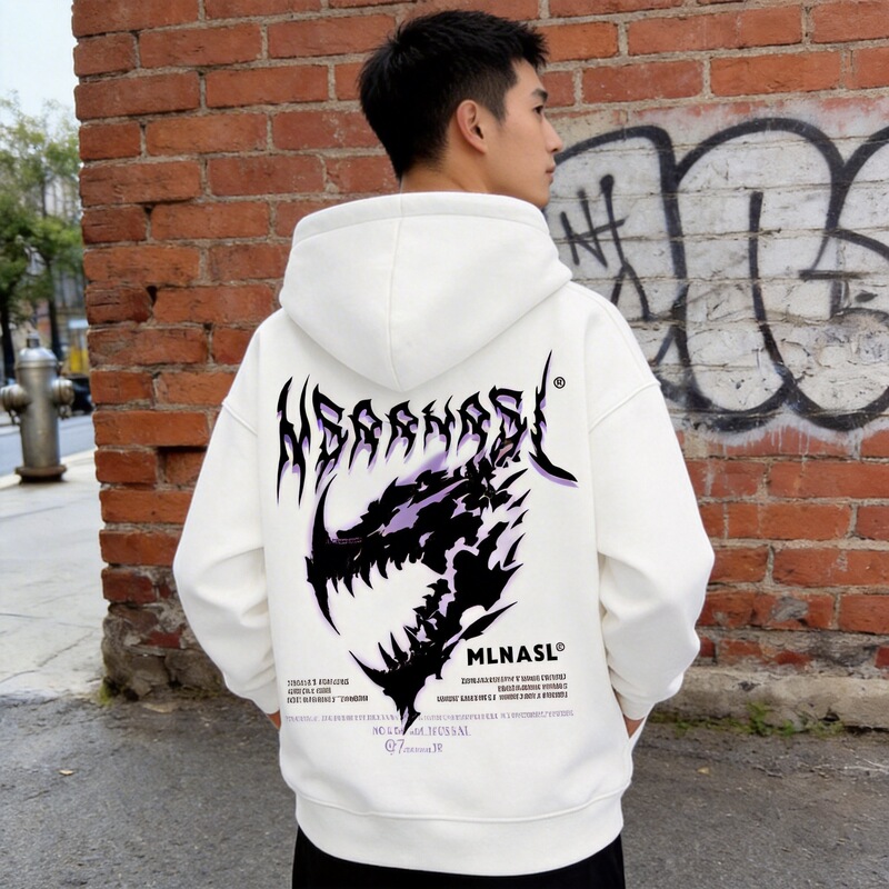 American High Street Fashion Brand Dinosaur Print Hooded Sweatshirt for Men and Women, New Autumn and Winter Hong Kong Style Loose Fleece Couple Tops American High Street Fashion Brand Dinosaur Print Hooded Sweatshirt for Men and Women, New Autumn and Winter Hong Kong Style Loose Fleece Couple Tops