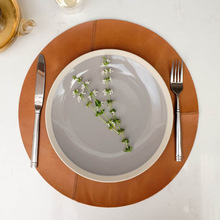 单面皮革圆形餐垫 防水防滑西餐厅餐盘垫 ins日韩轻奢餐盘隔热垫