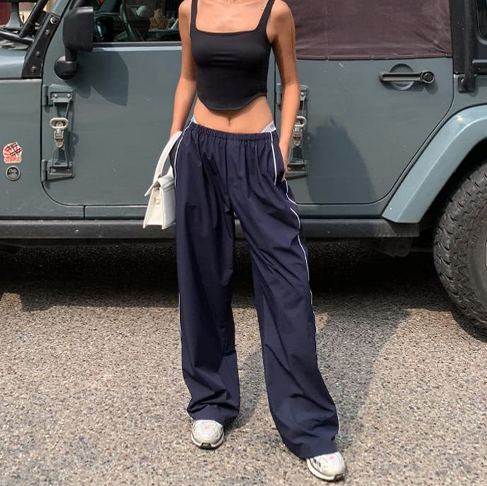 Amazon Europe and the United States foreign trade 2025 summer new personality on both sides of the drawstring leisure elastic waist multi-color long pants Amazon Europe and the United States foreign trade 2025 summer new personality on both sides of the drawstring leisure elastic waist multi-color long pants
