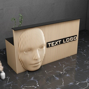 Indoor Hotel Club Art Gallery Information Desk Solid Wood Slice Front Desk Face Shape Creative Personalized Table Customization