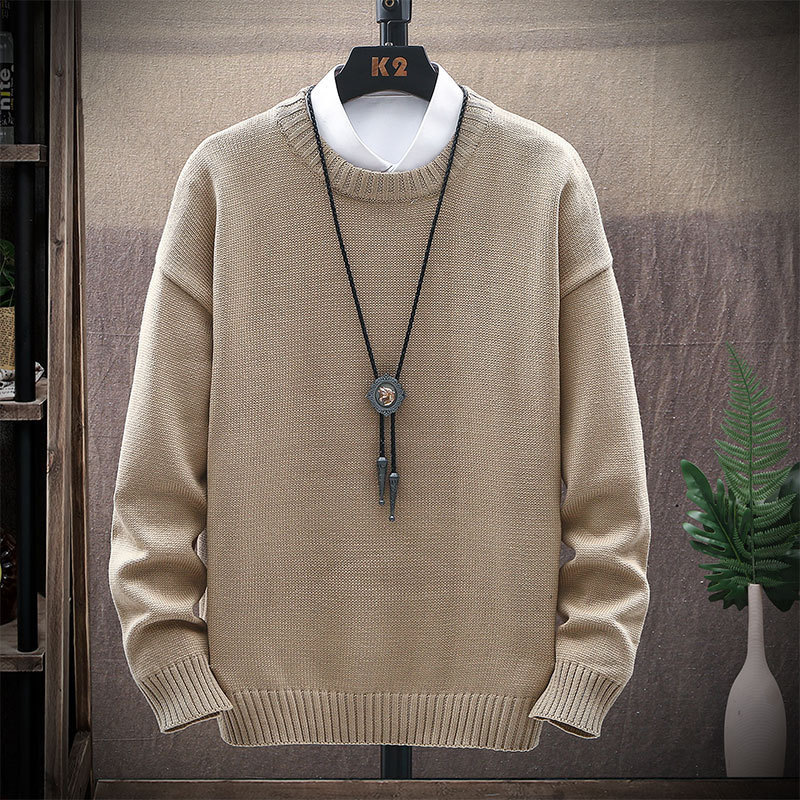 Sweater for Teenage Boys, Korean Style Trendy and Unique Solid Color Knitwear, 2026 Autumn and Winter New Simple Round Neck Base Shirt Sweater for Teenage Boys, Korean Style Trendy and Unique Solid Color Knitwear, 2026 Autumn and Winter New Simple Round Neck Base Shirt