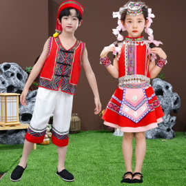 哈尼族宝贝少数民族服装儿童女男童苗族彝族演出服瑶傣族舞蹈服饰