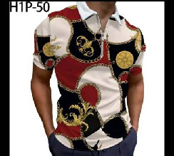 Camiseta Polo de Manga Corta con Cierre y Estampado 3D Informal para Hombre, Nueva Colección de Primavera para Exportación