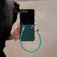 新款亮面皮纹适用三星zflip7手机壳挂绳折叠zflip6简约防摔保护套